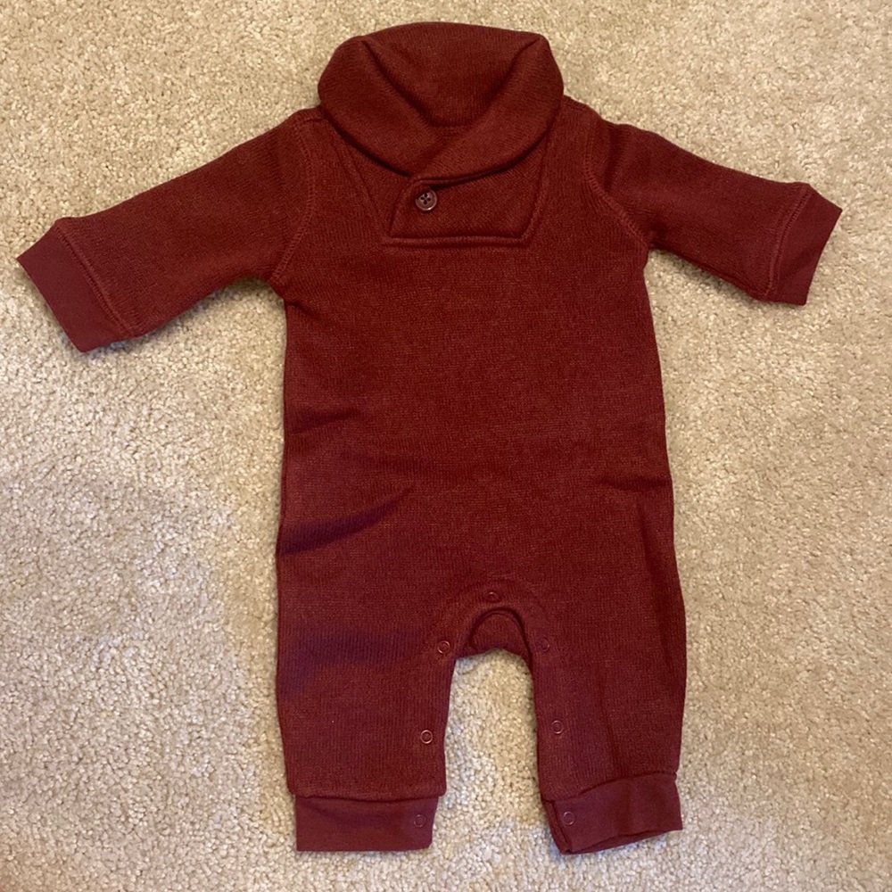 NWOT Old Navy Maroon Sweater Bodysuit (0-3 months)